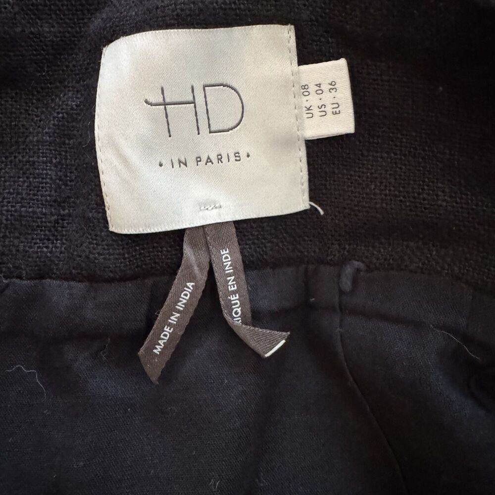 HD In Paris Anthropologie Eyelet Fringe Linen Blend Mini Skirt Black 4 bv - Picture 5 of 6